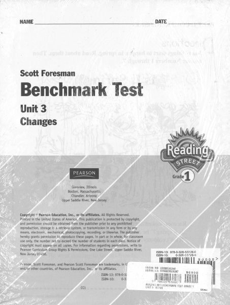 SCOTT FORESMAN BENCHMARK TEST UNIT 3 CHANGES 10CT GRADE 1